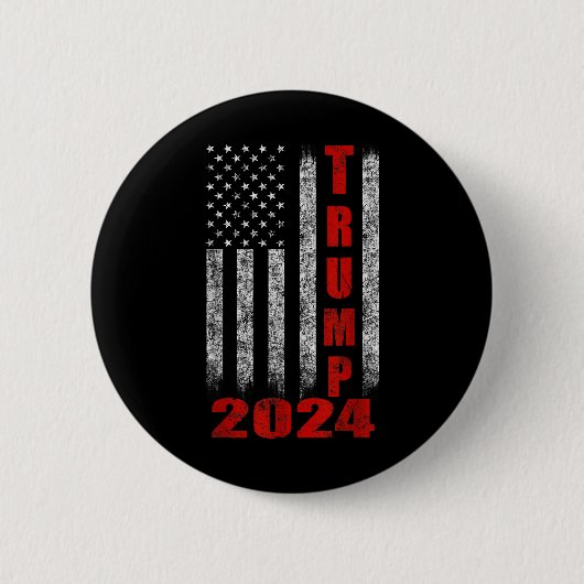 米国国旗のデザイントランプ2024 缶バッジ (正面)