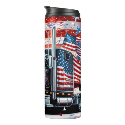 米国国旗のトラックのダイナミックな愛国心 タンブラー (回転右)