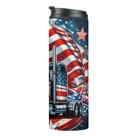 米国国旗のトラック愛国的なエンブレム タンブラー (回転右)
