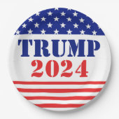 米国国旗のトランプ2024共和党紙プレート ペーパープレート (正面)