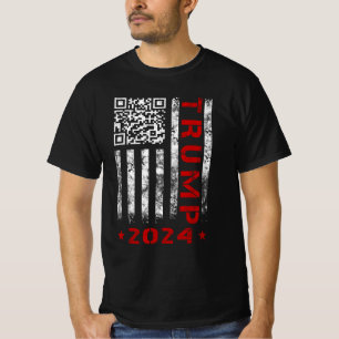 米国国旗のトランプ2024 45/47 QR踊りコード Tシャツ