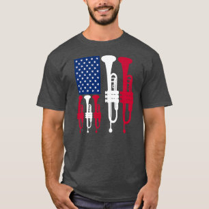 米国国旗のトランペットおもしろい選手4位 Tシャツ