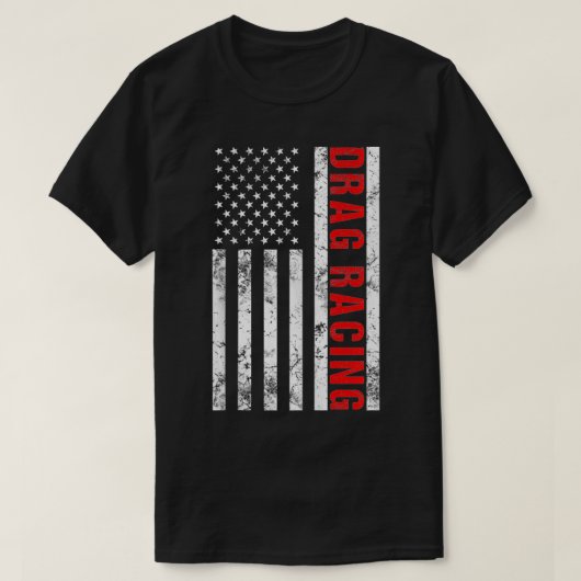 米国国旗のドラッグレース Tシャツ (デザイン正面)