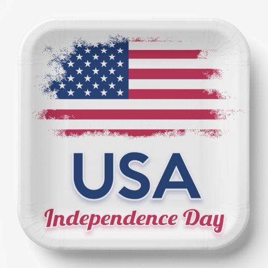 米国国旗のナプキン ペーパープレート (正面)