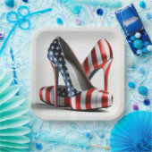 米国国旗のハイヒール ペーパープレート (パーティー)