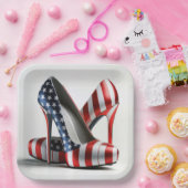 米国国旗のハイヒール ペーパープレート (パーティー)
