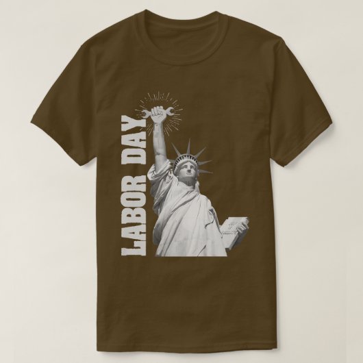 米国国旗のハッピーラバーデー自由の女神ダ Tシャツ (デザイン正面)