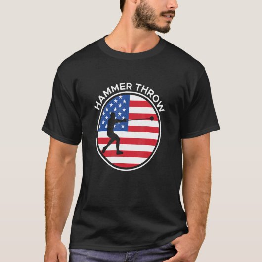 米国国旗のハンマー投げハンマースロワー Tシャツ (正面)