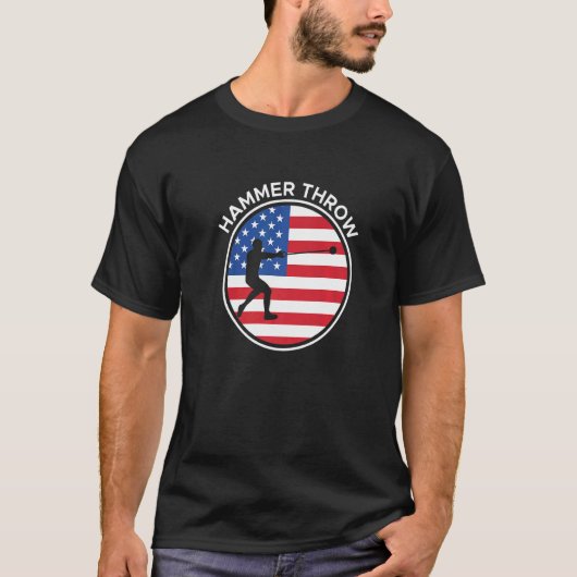 米国国旗のハンマー投げハンマースロワー Tシャツ (正面)