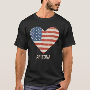 米国国旗のハートアリゾナ7月4日愛国心 Tシャツ