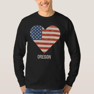 米国国旗のハートオレゴン7月4日Patriotic U Tシャツ
