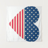 米国国旗のハートデザイン背景 タペストリー (正面(横))