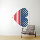 米国国旗のハートデザイン背景 タペストリー (インサイチュ(横))