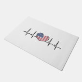 米国国旗のハートビートECG心電図検査 ドアマット (アングル)