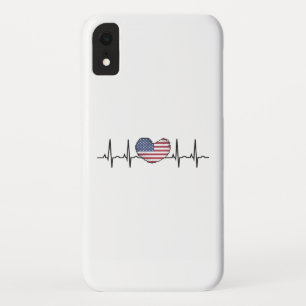 米国国旗のハートビートECG心電図検査 iPhone XRケース