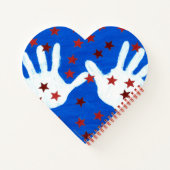 米国国旗のハート図形ノートブック ノートブック (裏面)