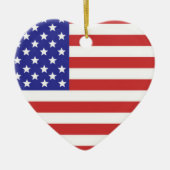 米国国旗のハート型 セラミックオーナメント (正面)