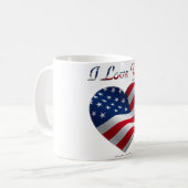 米国国旗のハート愛 コーヒーマグカップ (正面左)