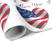 米国国旗のハート愛 ラッピングペーパー (ロールコーナー)