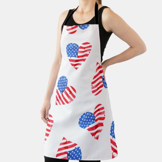 米国国旗のハート水色シームレス。 エプロン (インサイチュ)