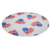 米国国旗のハート水色シームレス。 カッティングボード (角)