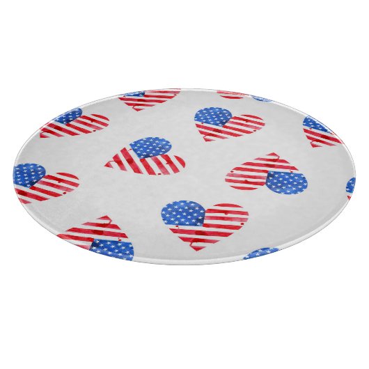 米国国旗のハート水色シームレス。 カッティングボード (角)