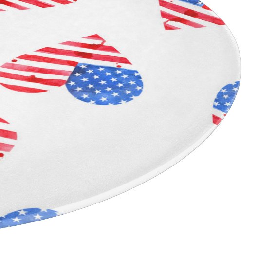 米国国旗のハート水色シームレス。 カッティングボード (角)