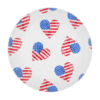 米国国旗のハート水色シームレス。 カッティングボード