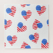 米国国旗のハート水色シームレス。 ジグソーパズル (縦)