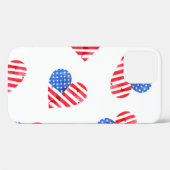 米国国旗のハート水色シームレス。 Case-Mate iPhoneケース (裏面 (横))