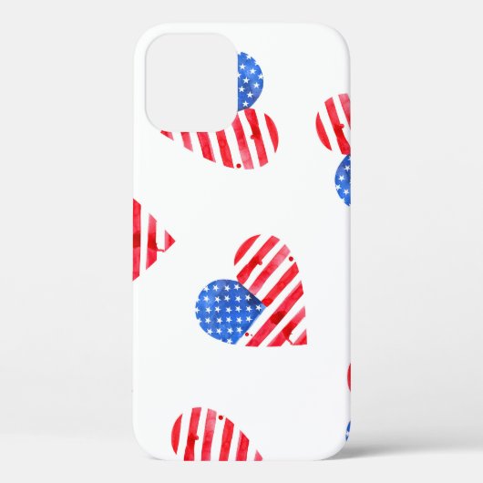 米国国旗のハート水色シームレス。 Case-Mate iPhoneケース (裏面)