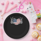 米国国旗のハート装備 ペーパープレート (パーティー)