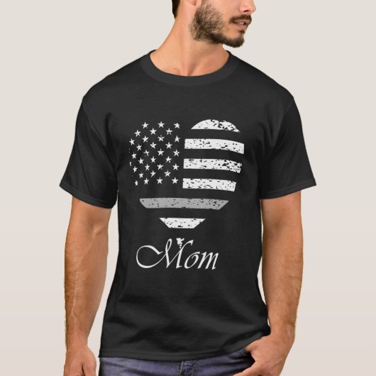 米国国旗のハート誇りを持った補正担当役員の母 Tシャツ (正面)