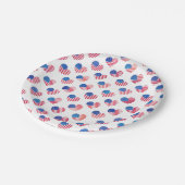 米国国旗のハート赤白青スターストライプズ ペーパープレート (アングル)