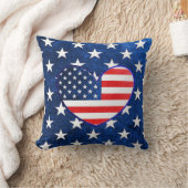 米国国旗のハート赤白青枕 クッション (ブランケット)