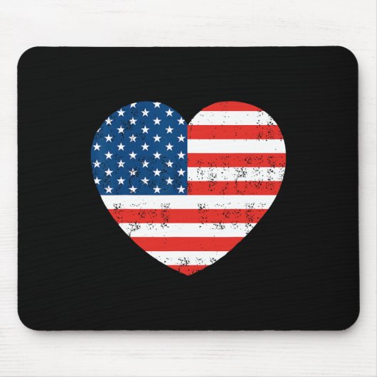 米国国旗のハート7月4日アメリカ愛国心 マウスパッド (正面)