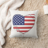 米国国旗のハート クッション (ブランケット)