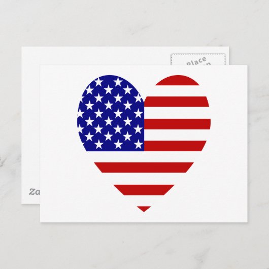 米国国旗のハート シーズンポストカード (正面/裏面)