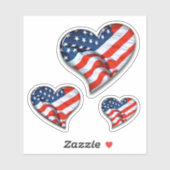 米国国旗のハート シール (シート)
