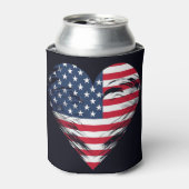 米国国旗のハート 缶クーラー (缶正面)