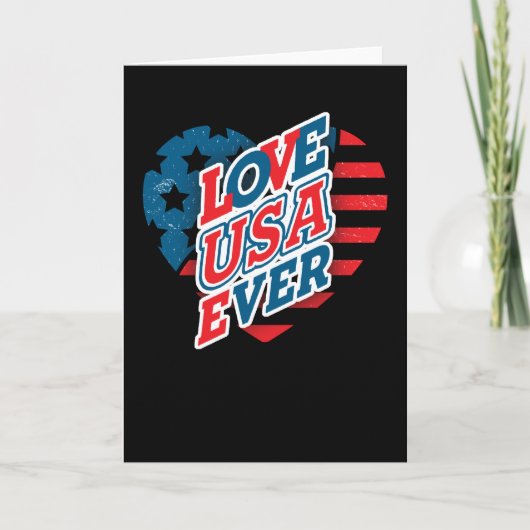 米国国旗のハート- LOVE USA EVER カード (正面)
