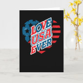 米国国旗のハート- LOVE USA EVER カード (黄色い花)