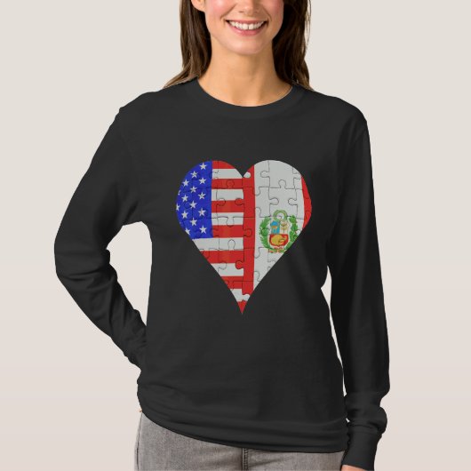 米国国旗のハート Tシャツ (正面)