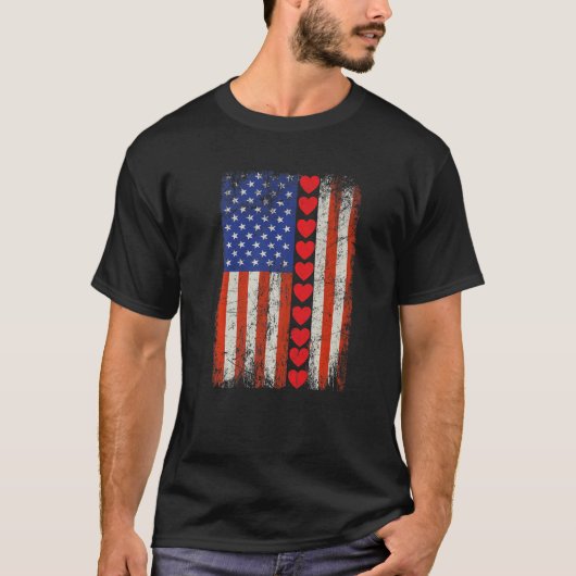 米国国旗のハート Tシャツ (正面)