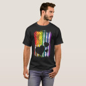 米国国旗のハートLgbtqレインボー国旗のゲイPri Tシャツ (正面フル)