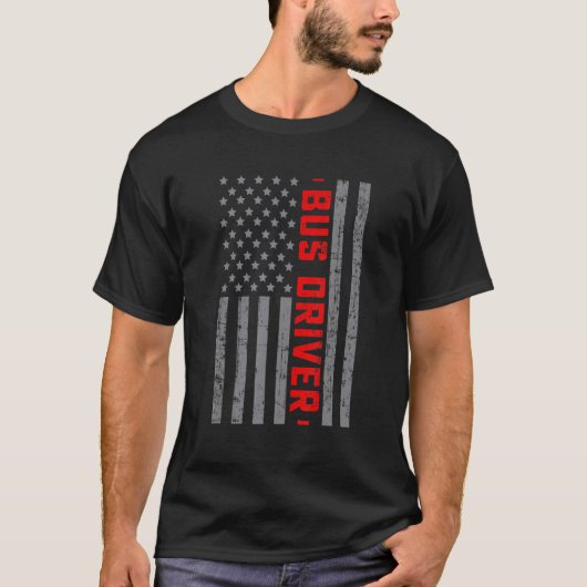 米国国旗のバスドライバー米国国旗のヴィンテージ男性へD Tシャツ (正面)