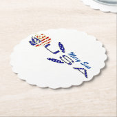 米国国旗のバラのサイドブルーパーソナライズされたパーティー ペーパーコースター (アングル)