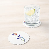 米国国旗のバラのサイドブルーパーソナライズされたパーティー ペーパーコースター (インサイチュ)