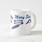 米国国旗のバラサイドブルーパーソナライズされた ジャンボコーヒーマグカップ (正面右)