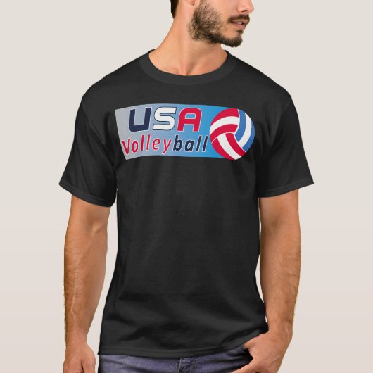 米国国旗のバレーボールのシ男性へャツと女性 Tシャツ (正面)